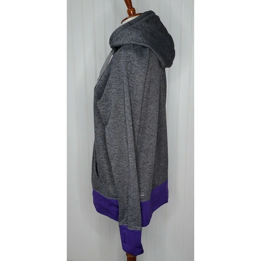 Nike Therma Fit Women's Size Large Pullover Hoodie w/Thumbholes Gray & Purple